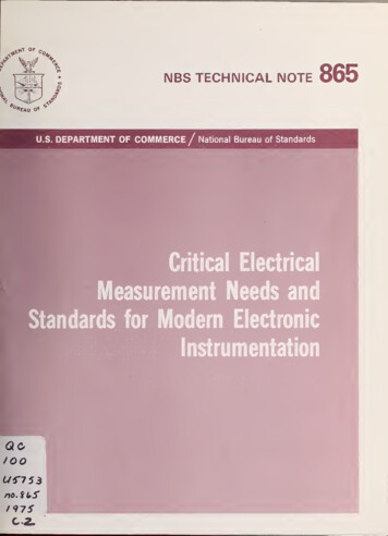 Critical Electrical Measurement Needs And Standards For .