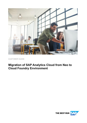 Migration Of SAP Analytics Cloud From Neo To Cloud Foundry .