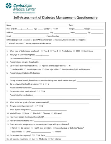 Self-Assessment Of Diabetes Management Questionnaire