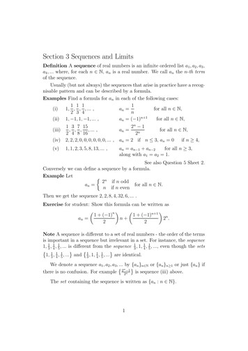 Section 3 Sequences And Limits - University Of Manchester