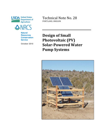 Design Of Small Photovoltaic (PV) Solar-Powered Water Pump .