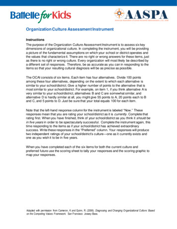 Organization Culture Assessment Instrument