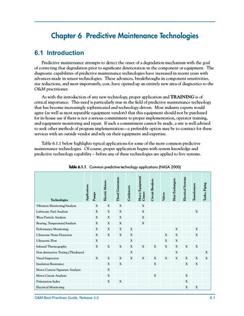 Chapter 6 Predictive Maintenance Technologies