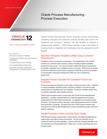 Oracle Process Manufacturing - Process Execution Datasheet
