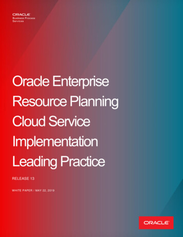 Oracle ERP Cloud Service Implementation Leading Practice .
