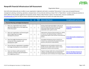Nonprofit Financial Infrastructure Self-Assessment .