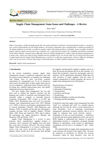 Supply Chain Management: Some Issues And Challenges - A Review