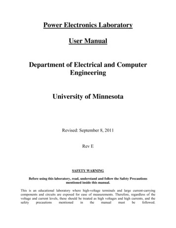 Power Electronics Laboratory User Manual Department Of .