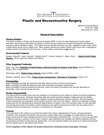 Plastic And Reconstructive Surgery - Dmu.edu