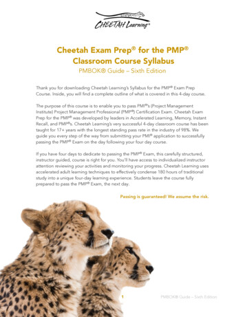 Cheetah Exam Prep For The PMP Classroom Course Syllabus