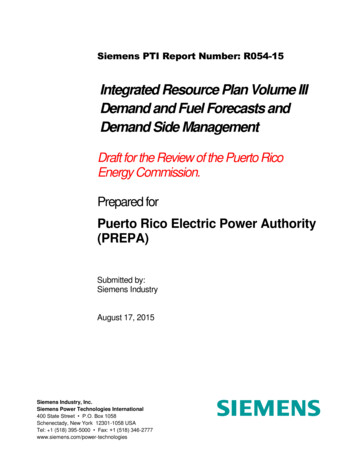Integrated Resource Plan Volume III Demand And Fuel .