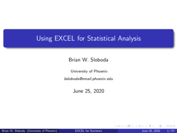 Using EXCEL For Statistical Analysis