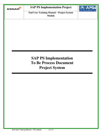 SAP PS Implementation To Be Process Document Project System