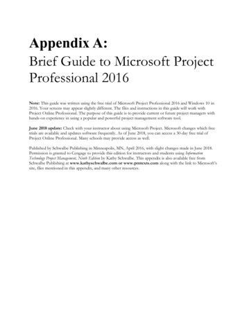 Brief Guide To Microsoft Project Professional 2016