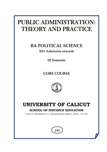 PUBLIC ADMINISTRATION: THEORY AND PRACTICE