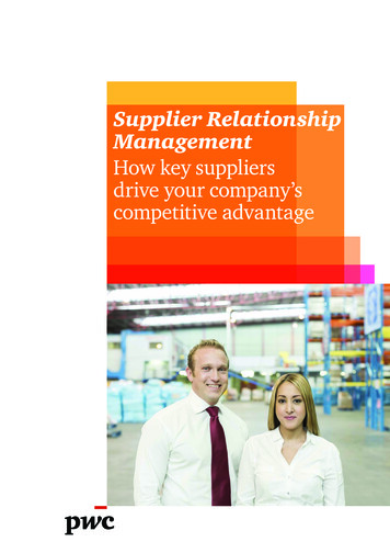 Supplier Relationship Management - PwC