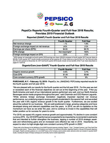 PepsiCo Reports Fourth-Quarter And Full-Year 2018 Results .