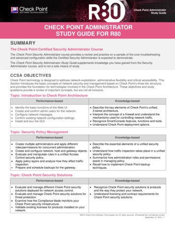 CHECK POINT ADMINISTRATOR STUDY GUIDE FOR R80