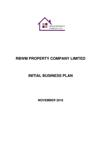 RBWM PROPERTY COMPANY LIMITED INITIAL BUSINESS PLAN