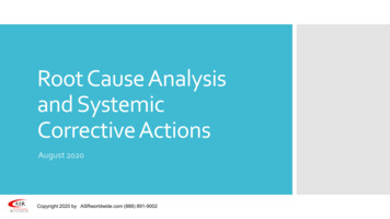 Root Cause Analysis And Systemic Corrective Actions