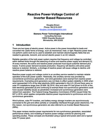 Reactive Power-Voltage Control Of Inverter Based Resources