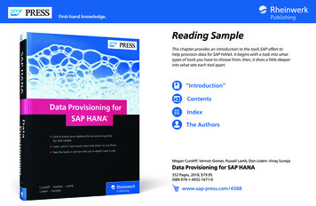 Data Provisioning For SAP HANA - Amazon Web Services