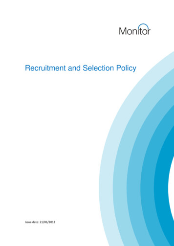 Recruitment And Selection Policy - GOV.UK