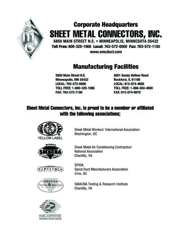 Corporate Headquarters SHEET METAL CONNECTORS, INC.
