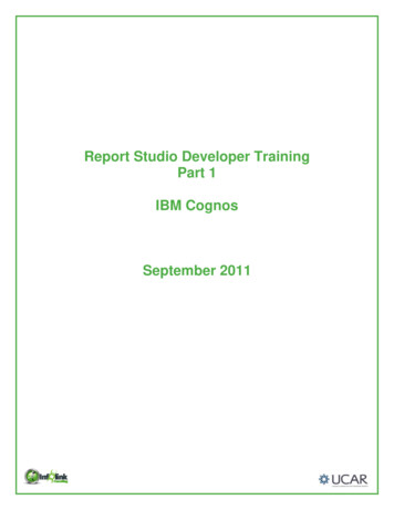 Report Studio Developer Training Part 1 IBM Cognos .