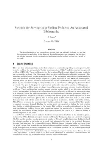 Methods For Solving The P-Median Problem: An Annotated .
