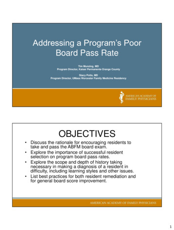 Addressing A Program's Poor Board Pass Rate - AAFP