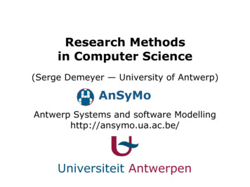 Research Methods In Computer Science - UAntwerpen