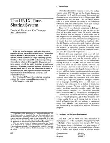The UNIX Time-sharing System - Cs.cmu.edu