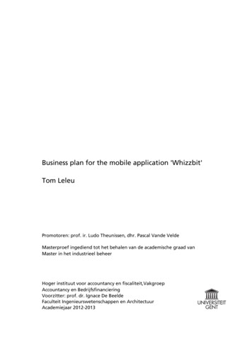Business Plan For The Mobile Application 'Whizzbit' Tom Leleu