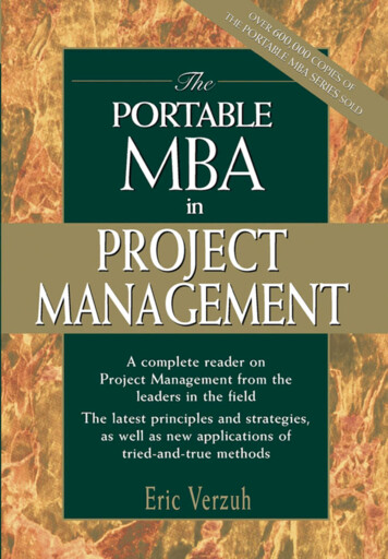 The PORTABLE MBA In PROJECT MANAGEMENT
