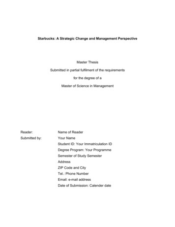 Starbucks: A Strategic Change And Management Perspective