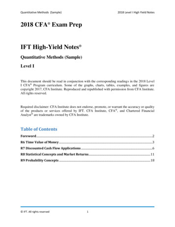 2018 CFA Exam Prep IFT High-Yield Notes