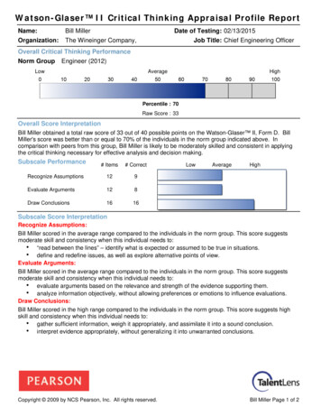 Watson-Glaser II Critical Thinking Appraisal Profile Report