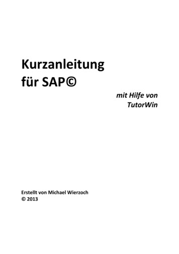 Kurzanleitung Für SAP - Klaus Kolb