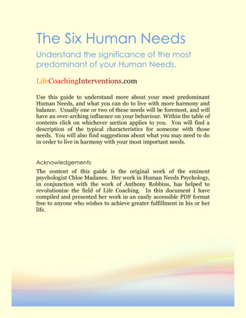 The Six Human Needs - Life Coaching Interventions