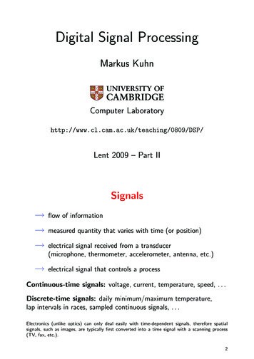 Digital Signal Processing - University Of Cambridge