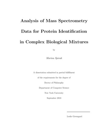 Analysis Of Mass Spectrometry Data For Protein Identi .