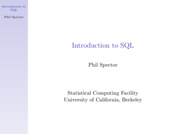 Introduction To SQL - University Of California, Berkeley