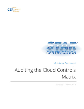 Guidance Document Auditing The Cloud Controls Matrix