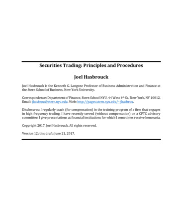 Securities Trading: Principles And Procedures Joel Hasbrouck