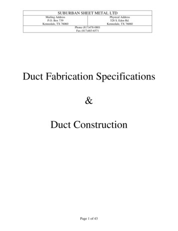 Duct Fabrication Specifications Duct Construction