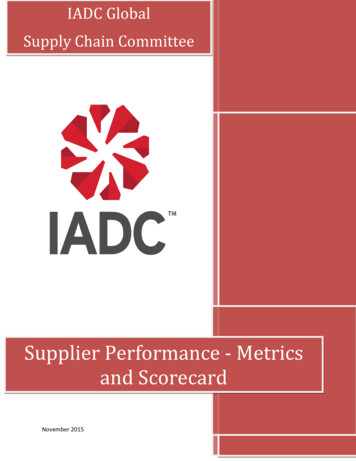 Supplier Performance - Metrics And Scorecard