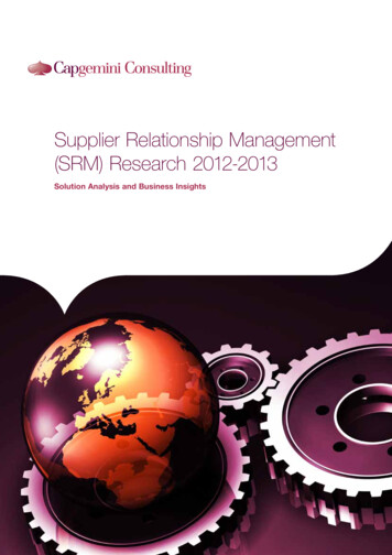 Supplier Relationship Management (SRM) Research 2012-2013