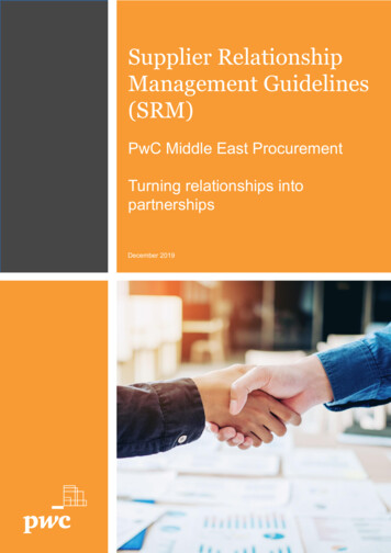 Supplier Relationship Management Guidelines - PwC