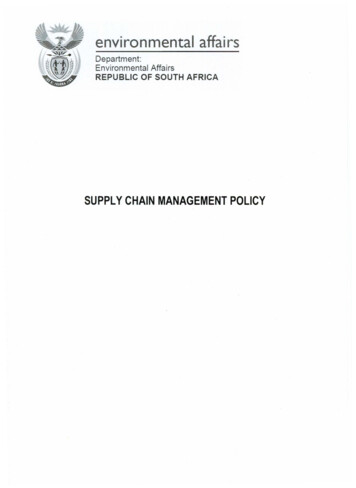 SUPPLY CHAIN MANAGEMENT POLICY - Environment